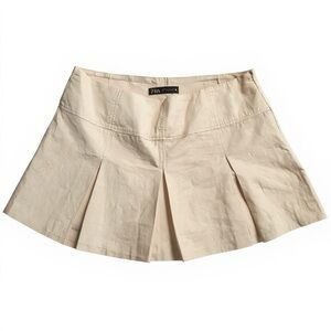 Zara Cream Pleated Mini Skirt XL
